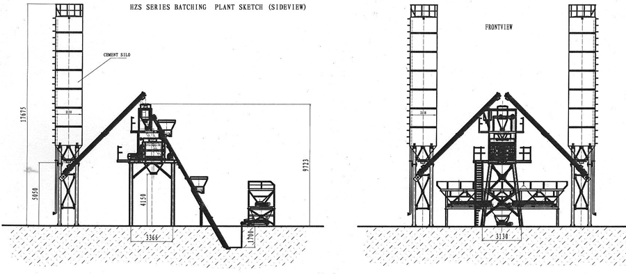 CAD de HZS35 central concreto